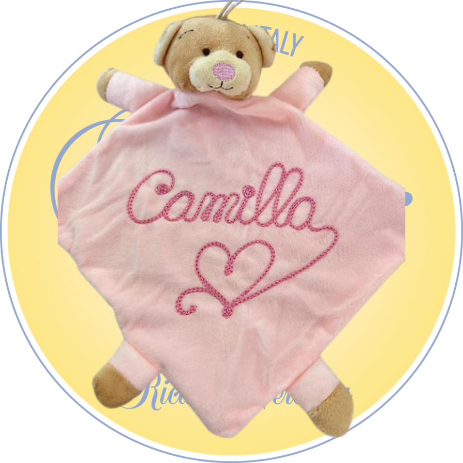 Doudou personalizzato, dettaglio del ricamo, Ricami Veronica