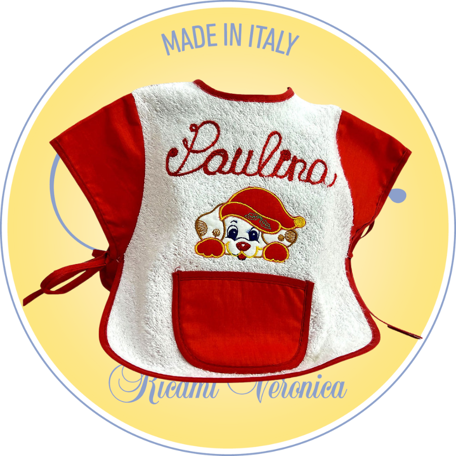 Vestitino con tasca personalizzato, dettaglio della tasca, Ricami Veronica