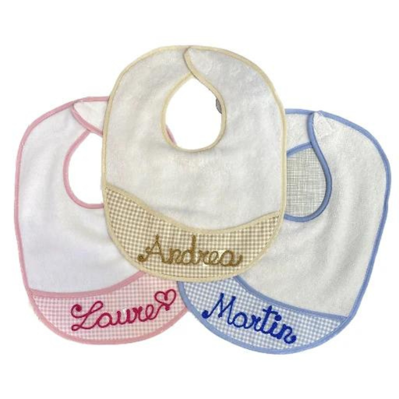 Bavaglio Onda con bordo ondulato personalizzato con nome, Ricami Veronica