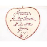 Cuore grande in cotone personalizzato con nome ricamato a mano, Ricami Veronica