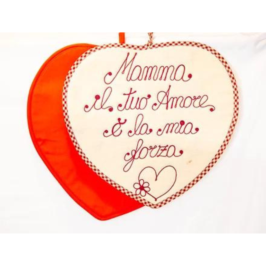 Cuore grande personalizzato appeso come decorazione, Ricami Veronica
