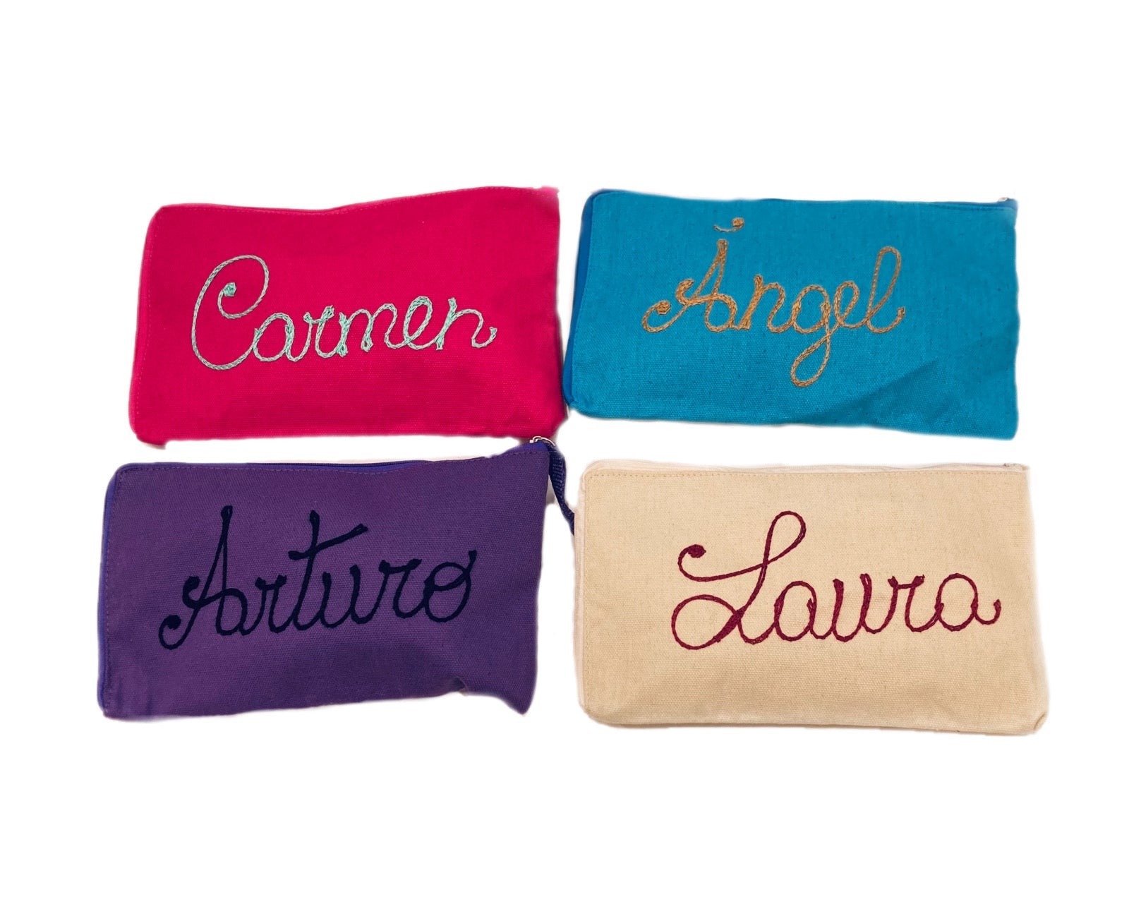 Pochette personalizzata con nome ricamato a mano, Ricami Veronica