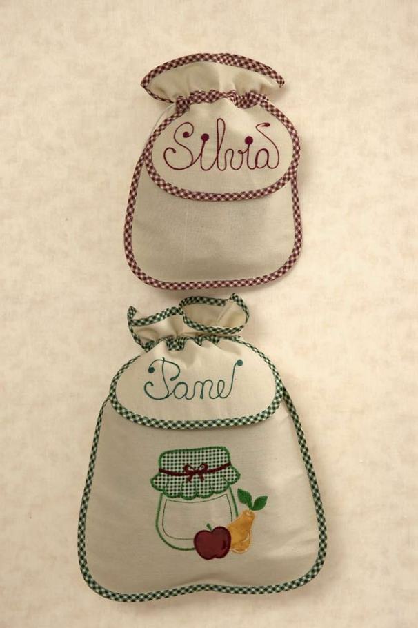 Sacco per il pane in cotone personalizzato con nome ricamato, Ricami Veronica