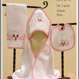 Set lusso completo 3 pezzi per neonato personalizzato con nome, Ricami Veronica