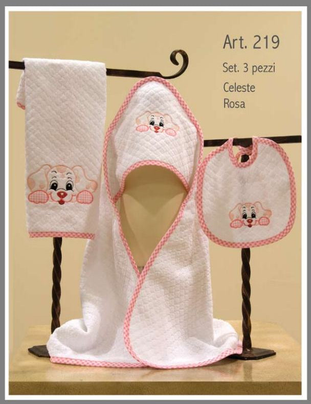 Set lusso completo 3 pezzi per neonato personalizzato con nome, Ricami Veronica