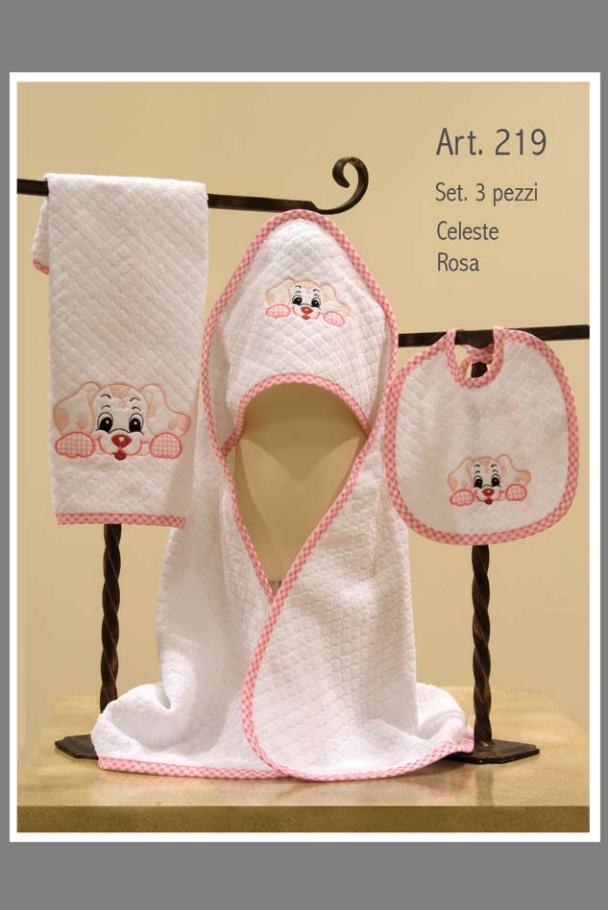Set lusso completo 3 pezzi per neonato personalizzato con nome, Ricami Veronica