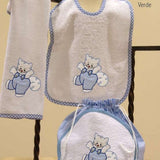 Set Oblo 3 pezzi per asilo personalizzato con nome ricamato, Ricami Veronica